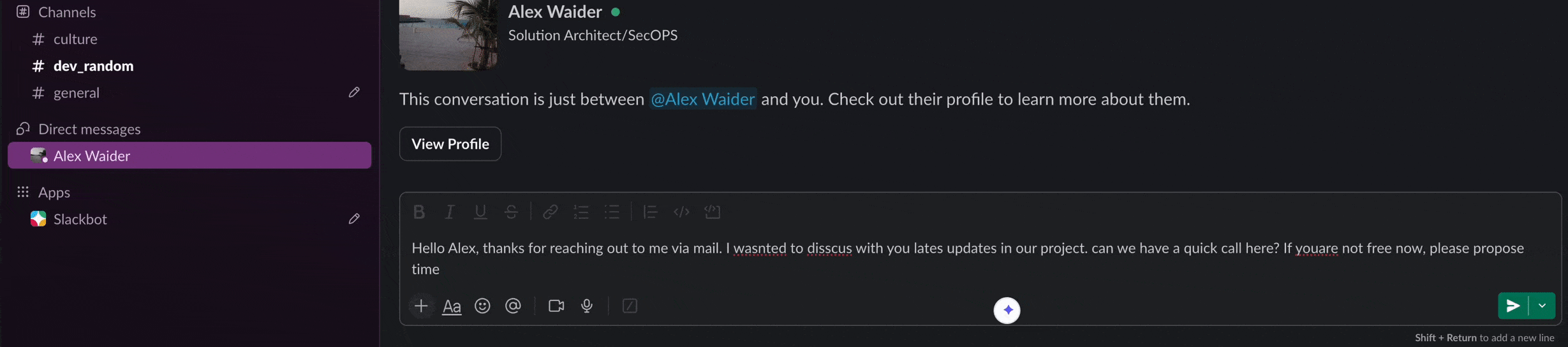 Tonero rewriting a heated Slack message to a professional, calm tone in one click