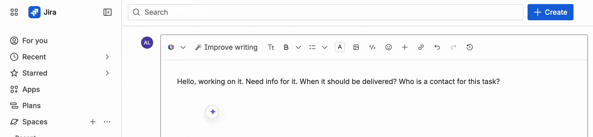 Tonero rewriting a Jira comment with emoji-friendly tone in one click