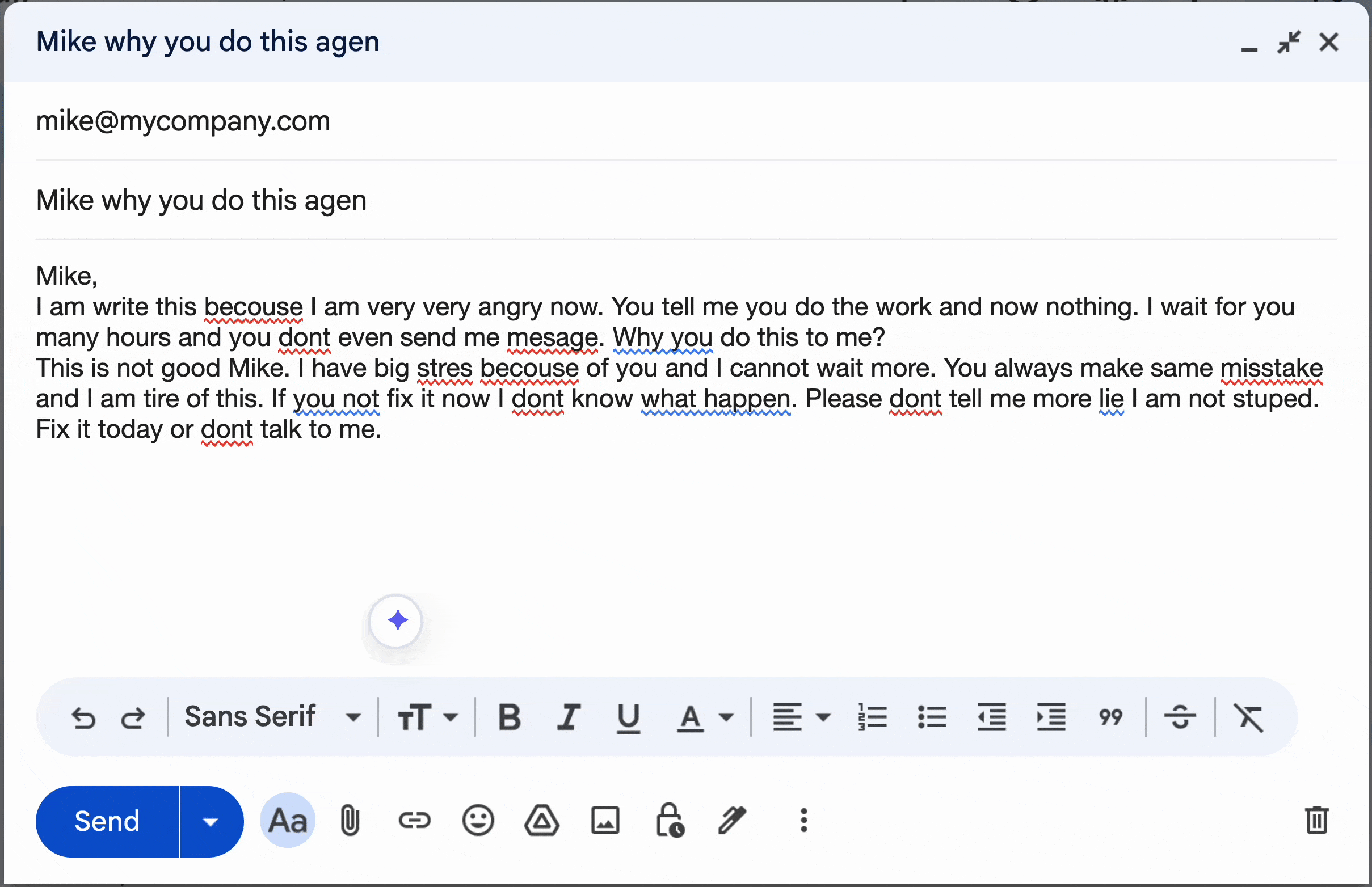 Tonero quickly rewriting an angry Slack message to a professional tone